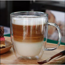Resistência ao calor de segurança Double Wall Glass Coffee Mug para atacadista